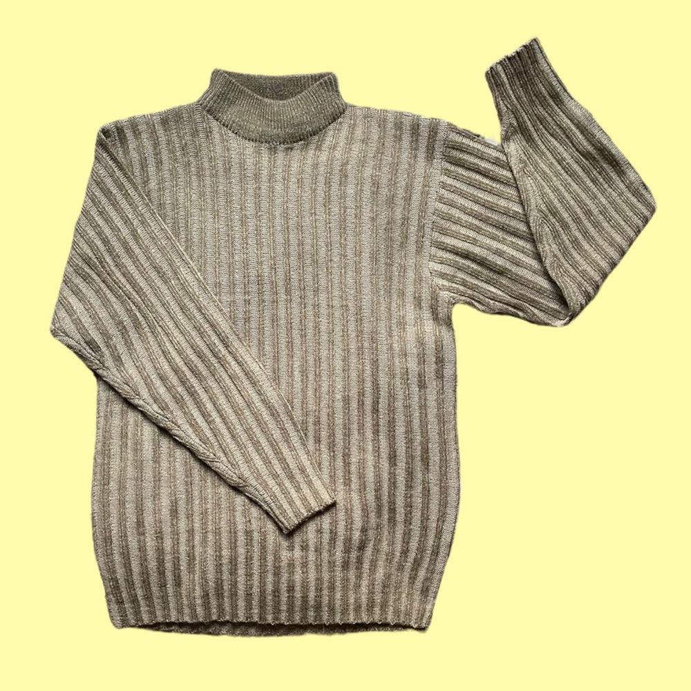 KNIT SWEATER TAN STRIPED